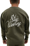 Stay Winning Original Logo Oliv/Weißer Pullover mit Rundhalsausschnitt