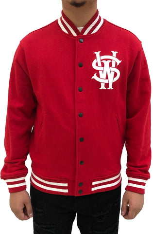 Stay Winning Original Logo/Script Red/White Varsity Jacket